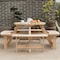 Gardenised Outdoor Round Picnic Table with Bench, 8-Person, Natural Wood QI003903.N - alternate 2